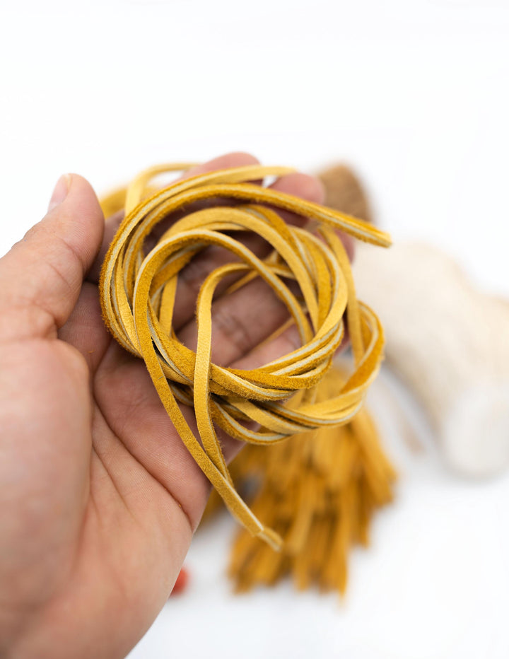 BULK Golden Yellow Deerskin Leather Strap 3mm x 36 Inches Leather Straps, 10 Pieces