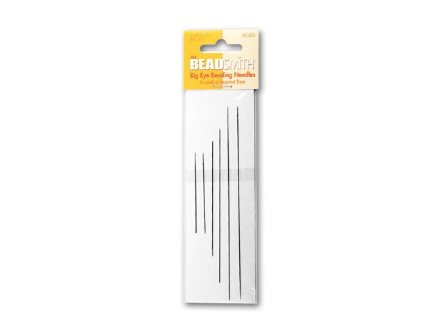 Big Eye Beading Needles: Six assorted size needles, Stainless Steel / BeadSmith, Large Hole, Needle, Findings, Sewing, NeedleCraft, Supplies