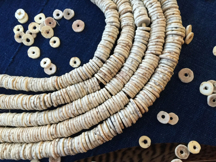 Ostrich Eggshell Beads - Natural Cream White, 25 Unique Beads, African Trade Beads, Heishi Disc Beads from Kenya, Beads, Jewelry Supplies