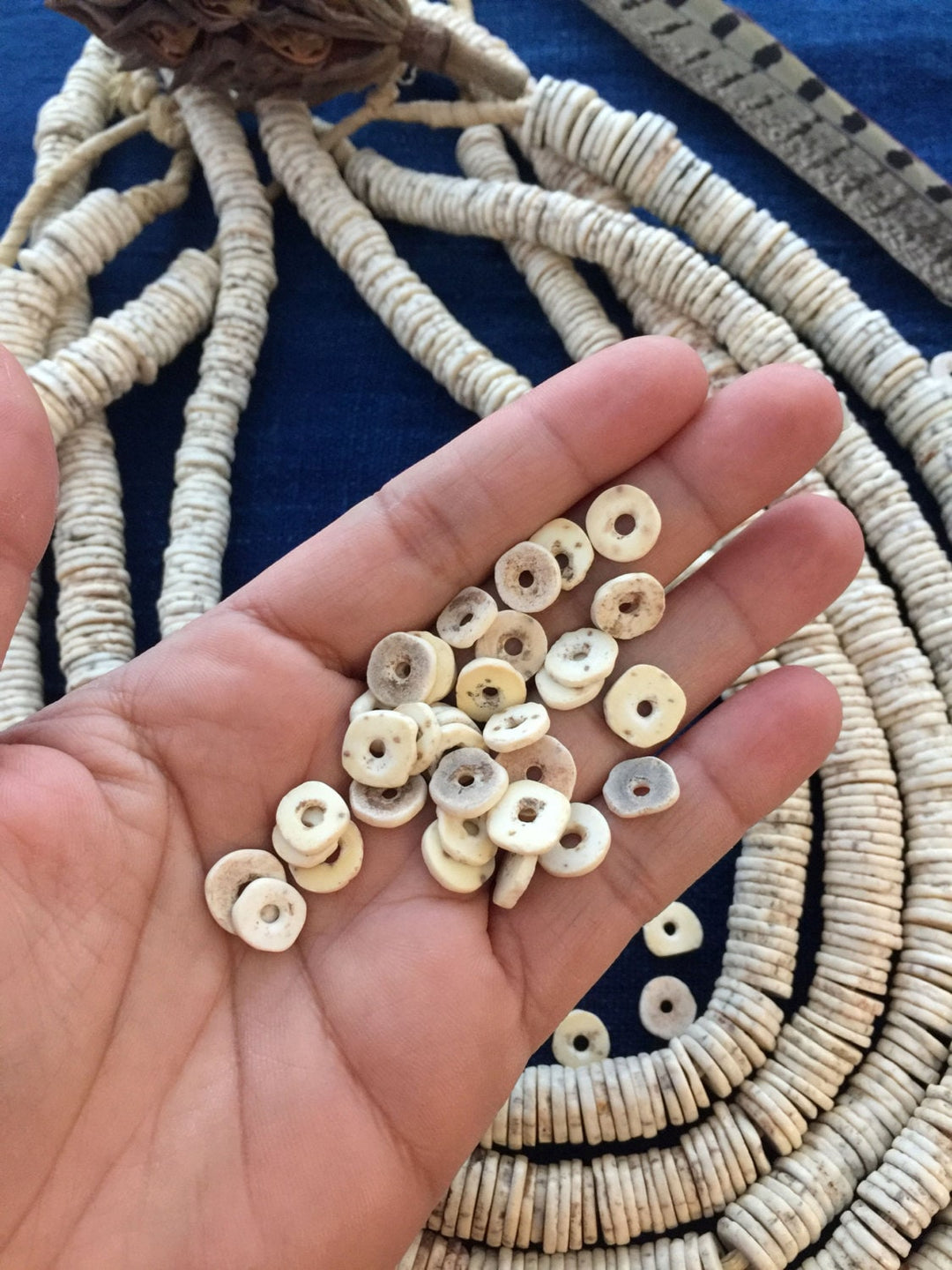 Ostrich Eggshell Beads: Natural Cream White Ostrich Egg Shell Beads, Full Strand of 250 plus beads / Bone Beads, Jewelry Supplies