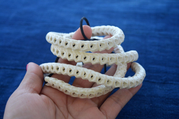 The Brianna Long Necklace: Long Snake Vertebrae Necklace in White, Real Snake Vertebrae, 7-12mm, 35" plus, 90-100 beads, Tribal Jewelry