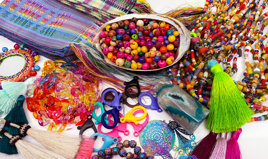 natural beads including acai tagua shell pearls and wood beads