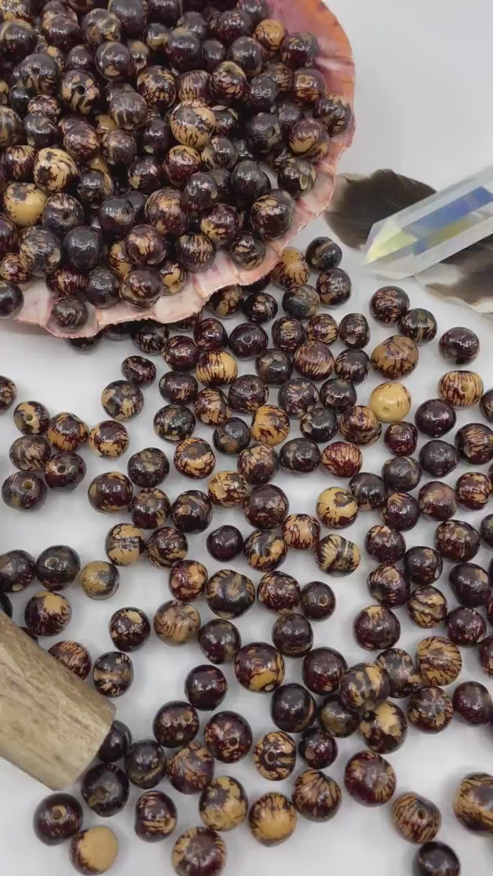 Natural Dark Brown Polished Acai Beads, Natural Beads, Jewelry Making Supplies