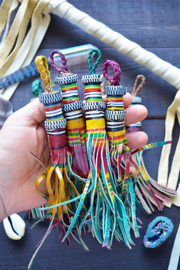 Multicolor Authentic African Tuareg Leather Tassel