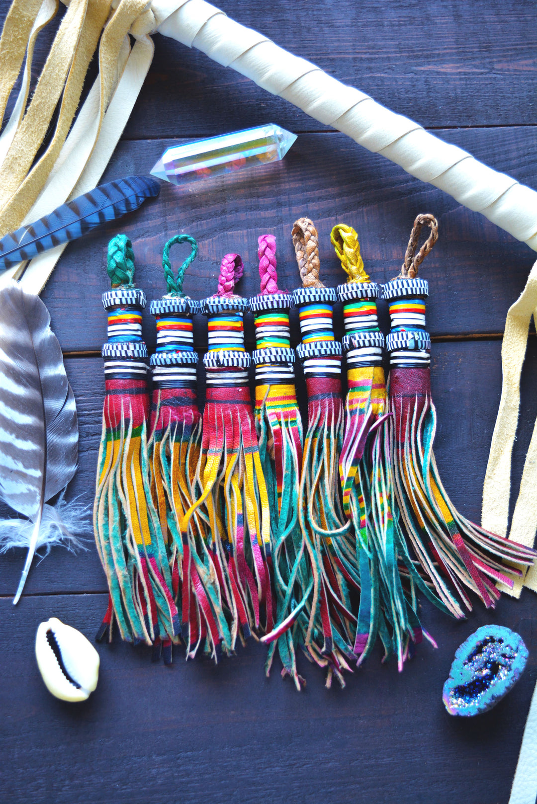 Multicolor Authentic African Tuareg Leather Tassel