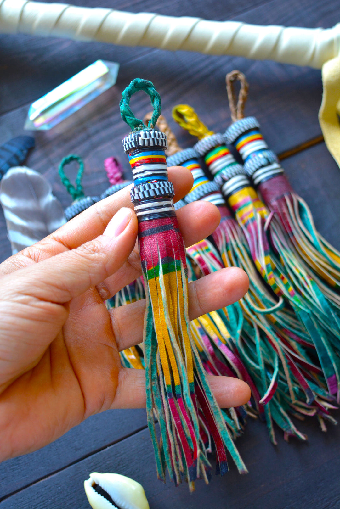 Multicolor Authentic African Tuareg Leather Tassel