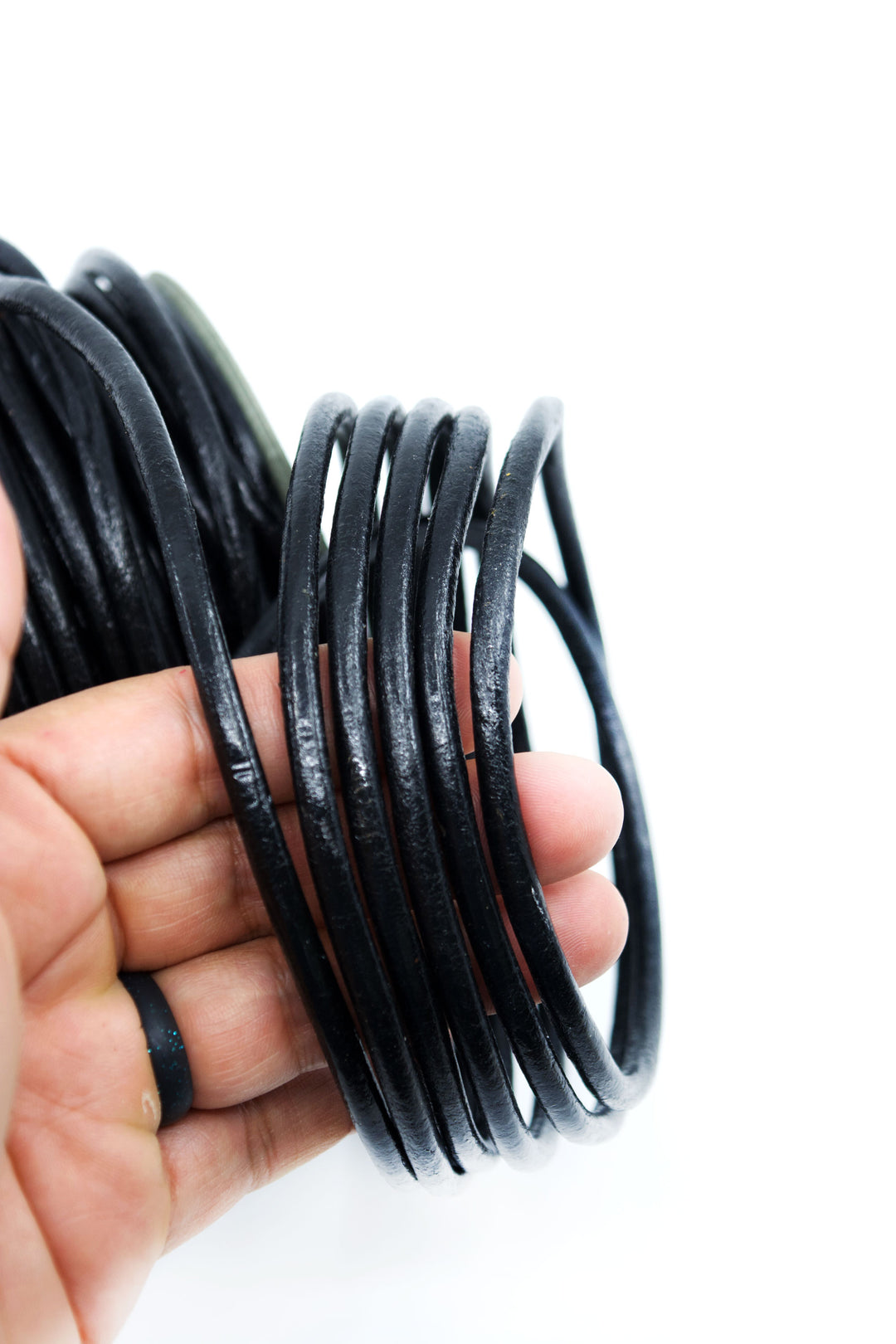 Black, 5mm Round Leather Cord / Organic Leather, Round Leather, Leather Jewelry, Leather Cording, Jewelry Supplies