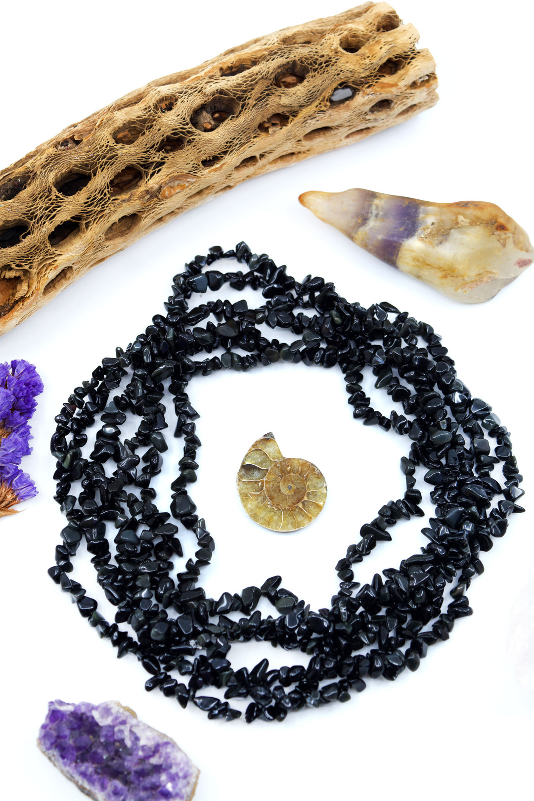 Black Obsidian Chips: Beautiful Natural Gemstone Chips, Mince Beads, 34" strand