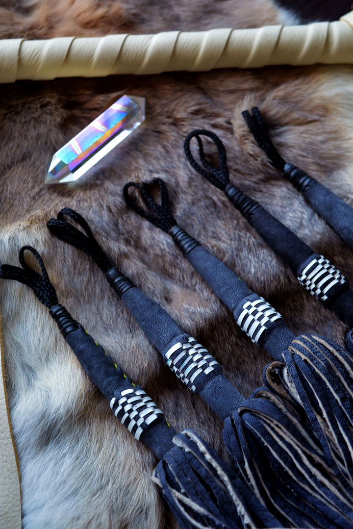 Black African Tuareg Leather Tassel, 8"
