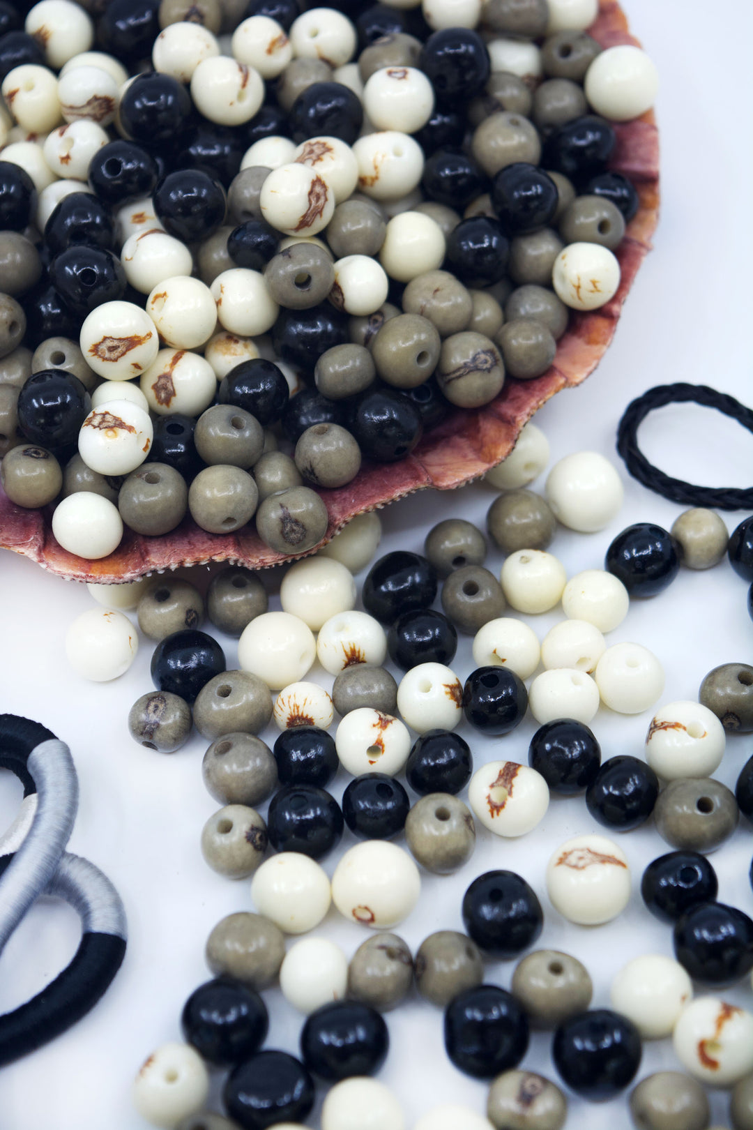 Black Pearl, Black, White and Gray Acai Beads for Jewelry Making.