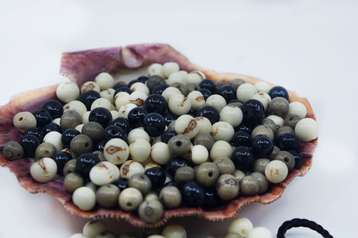Black Pearl, Black, White and Gray Acai Beads natural beads for jewelry making.