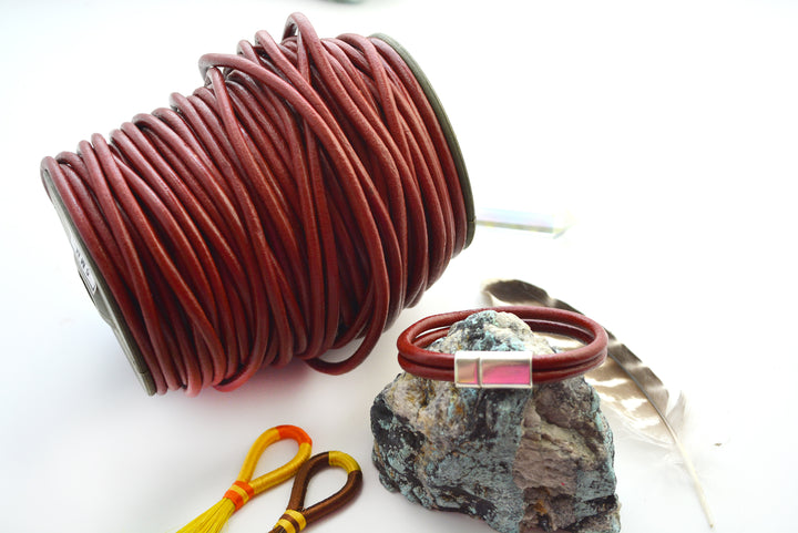 Eggplant Purple 5mm Round Leather Cord / Organic Leather, Round Leather, Leather Jewelry, Leather Cording, Jewelry Supplies