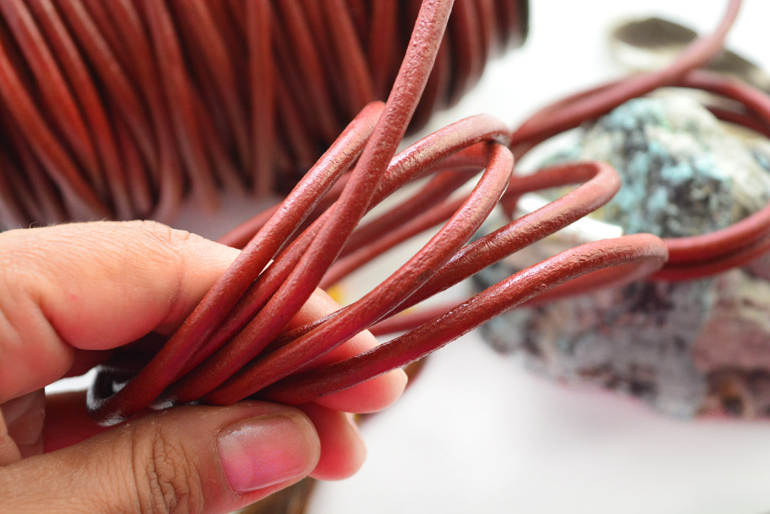 Eggplant Purple 5mm Round Leather Cord / Organic Leather, Round Leather, Leather Jewelry, Leather Cording, Jewelry Supplies