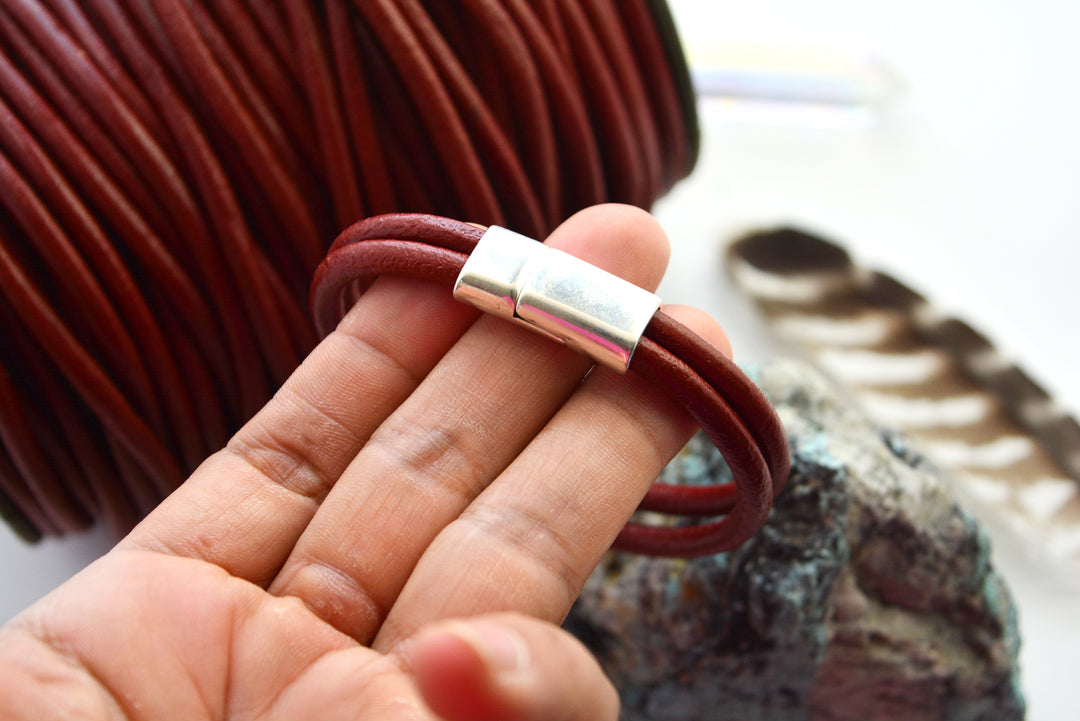 Eggplant Purple 5mm Round Leather Cord / Organic Leather, Round Leather, Leather Jewelry, Leather Cording, Jewelry Supplies