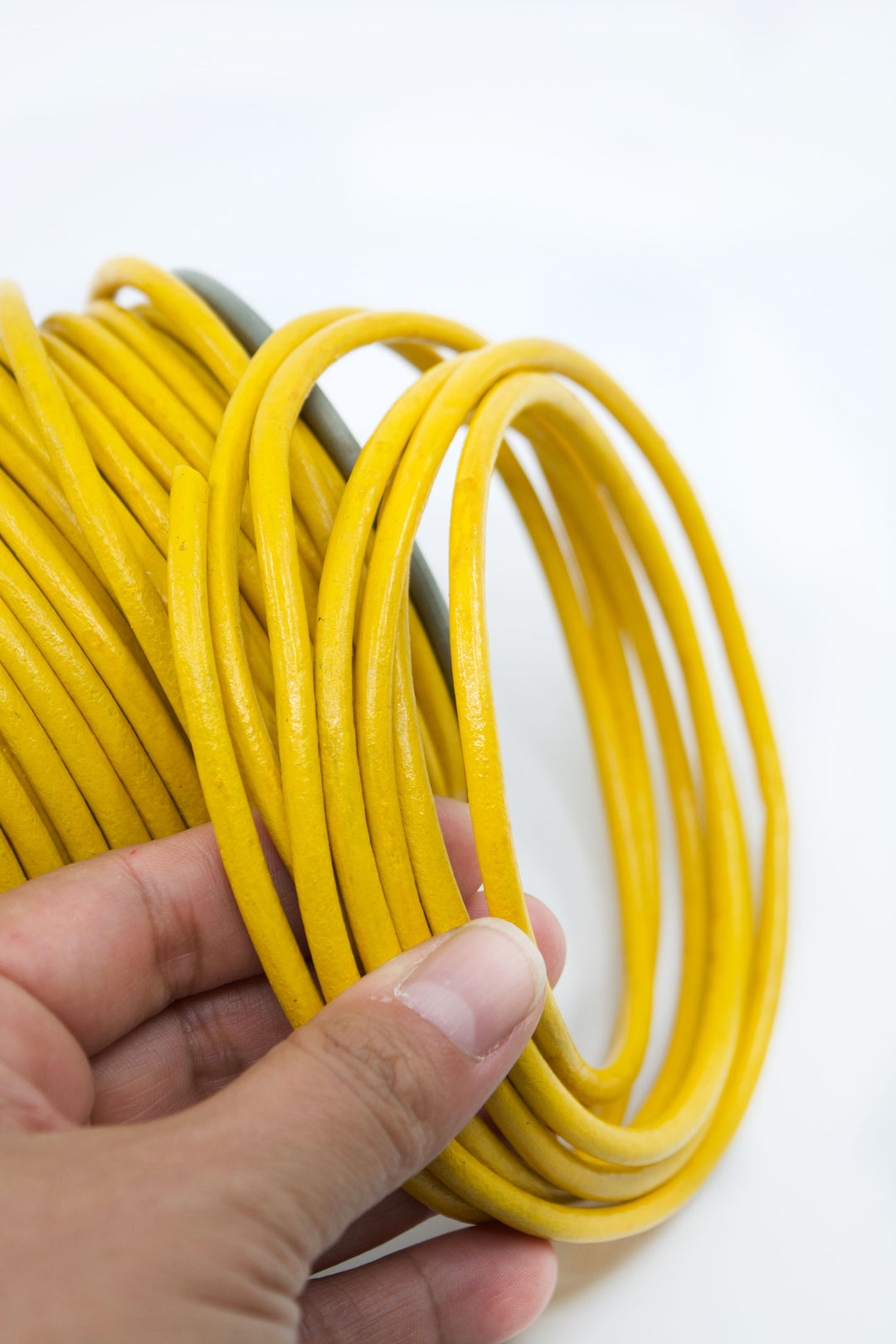 Bright Yellow, 5mm Round Leather Cord / Organic Leather, Round Leather, Leather Jewelry, Leather Cording, Jewelry Supplies