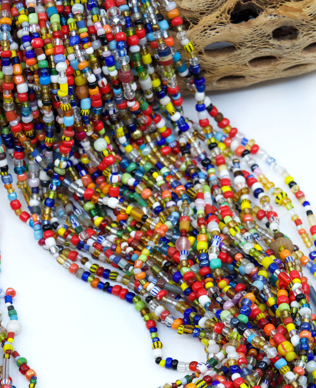 Carnival Christmas Beads: Multicolor Vintage Ghana Glass Beads, 4x3mm, 36" strand