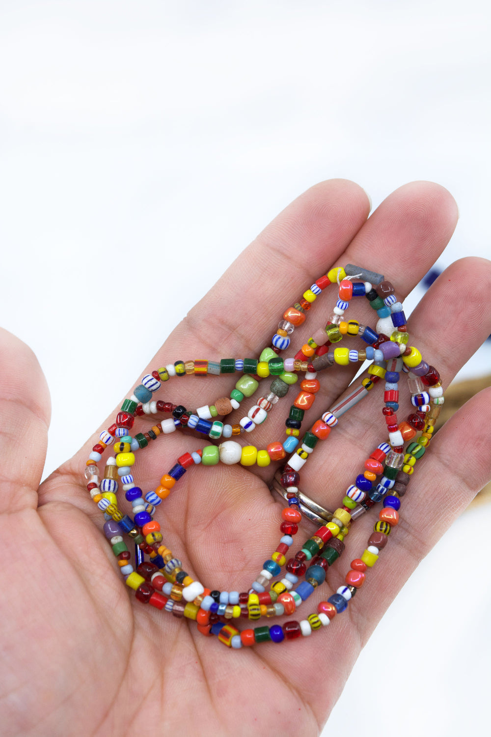 Carnival Christmas Beads: Multicolor Vintage Ghana Glass Beads, 4x3mm, 36" strand