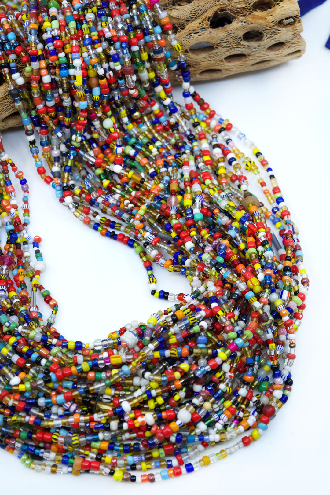 Carnival Christmas Beads: Multicolor Vintage Ghana Glass Beads, 4x3mm, 36" strand