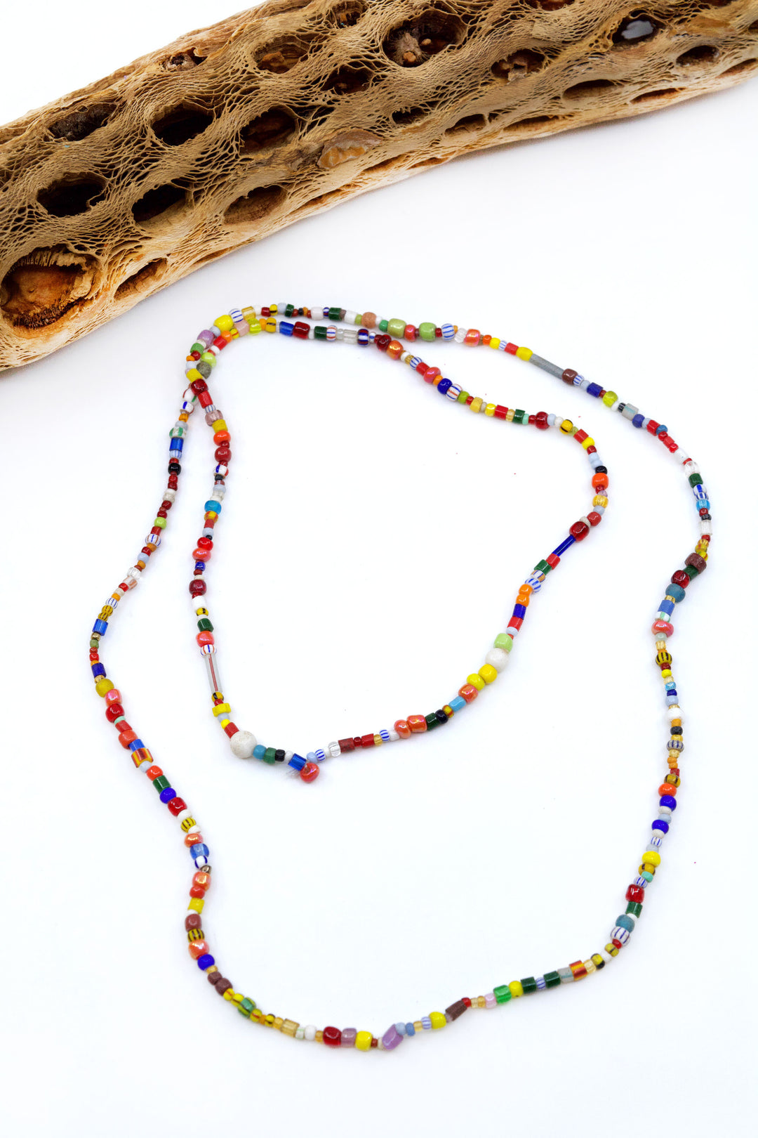 Carnival Christmas Beads: Multicolor Vintage Ghana Glass Beads, 4x3mm, 36" strand