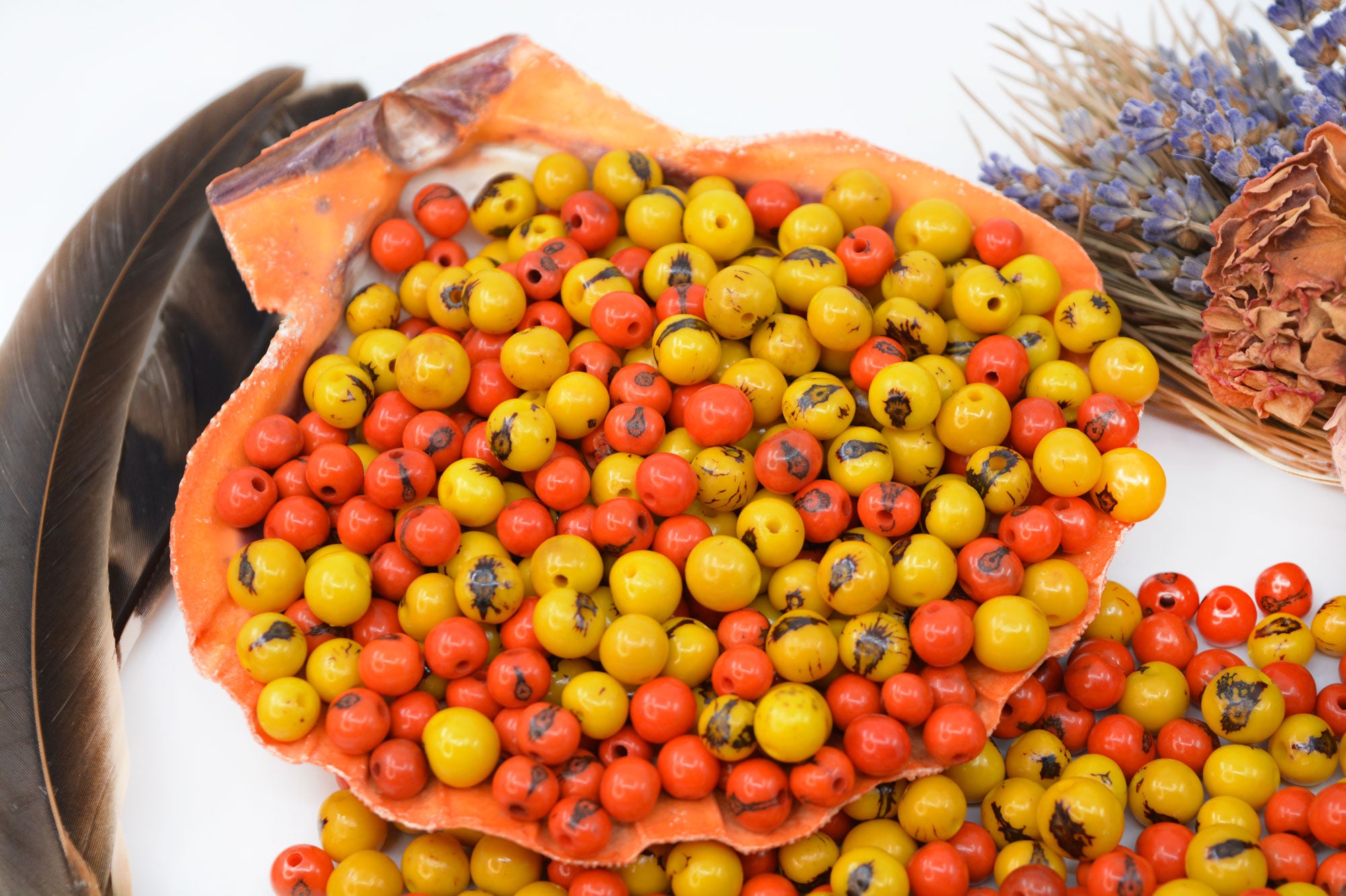 Citrus Mix - Yellow and Orange Acai Beads from the Amazon – Natural Seed Beads, 6–10mm, 100 beads | Organic Jewelry Supplies | Eco-Friendly Beads