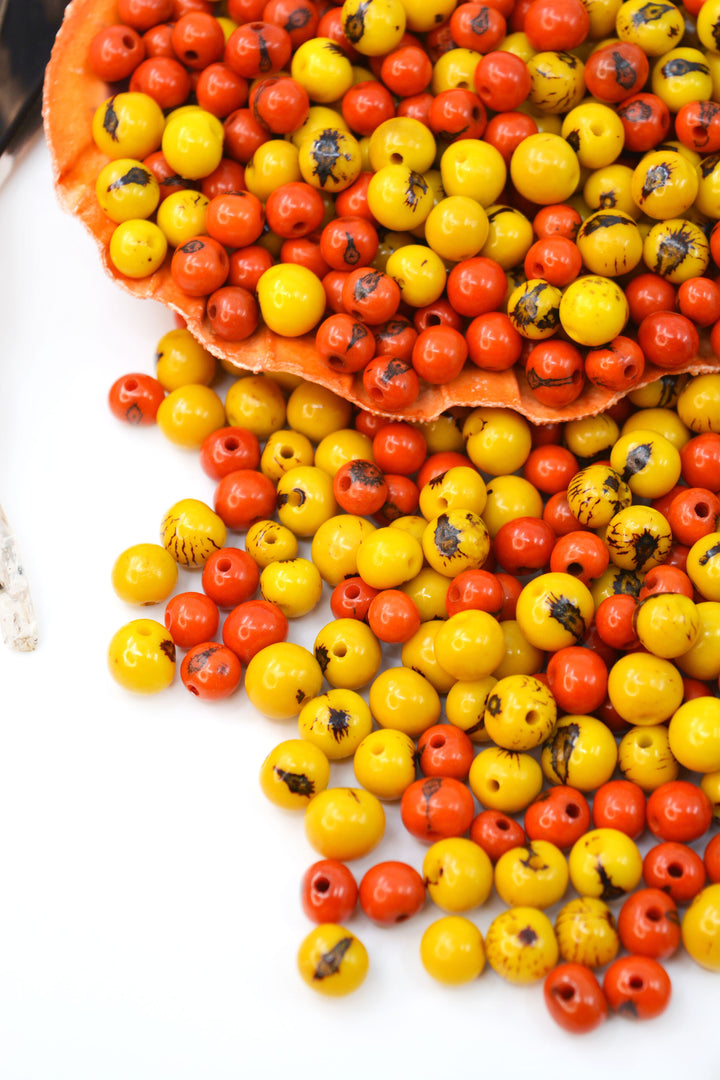 Yellow and Orange acai beads for Jewelry making.