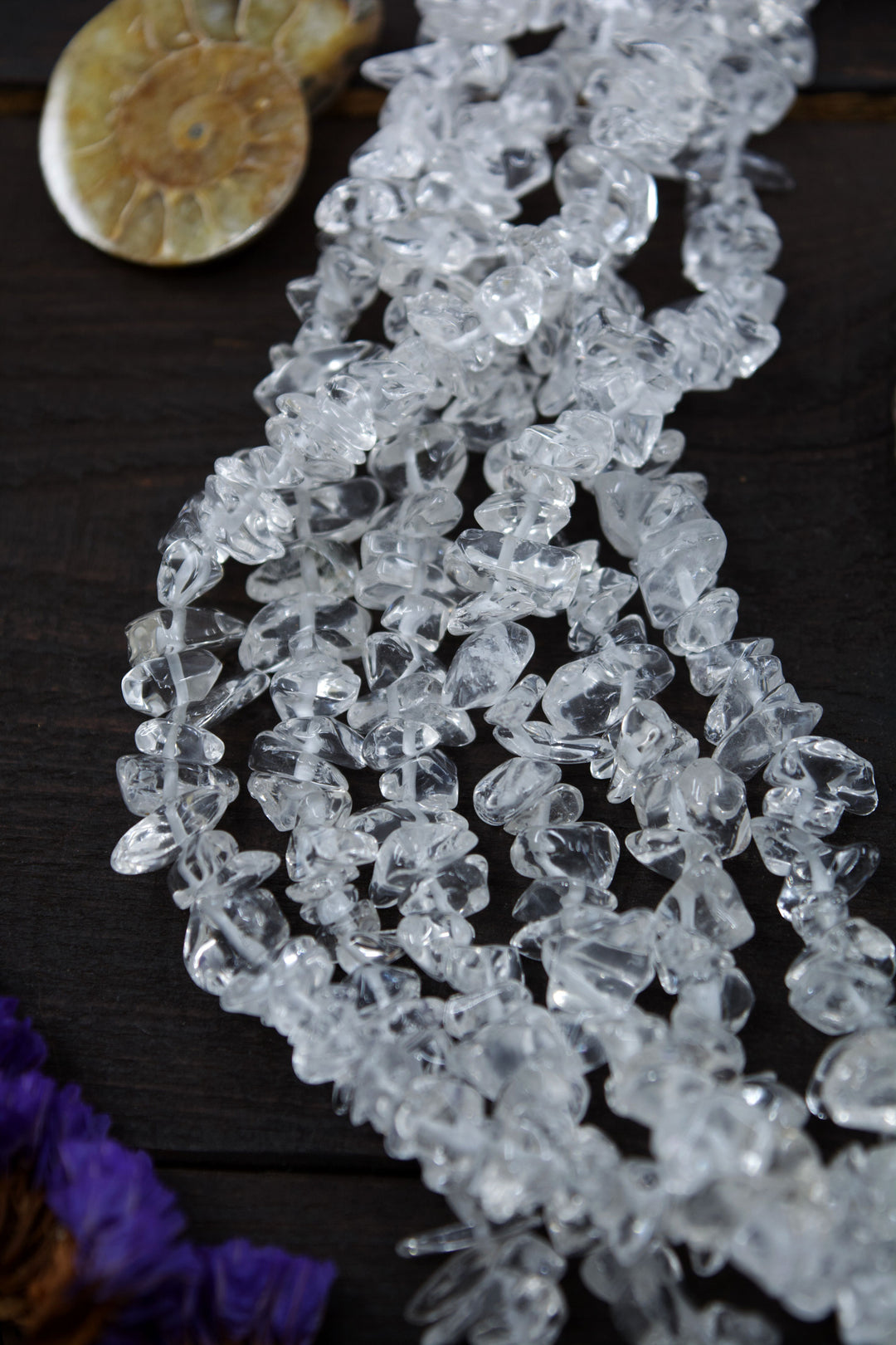 Clear Quartz Chips: Beautiful Natural Gemstone Chips, Mince Beads, 34" strand