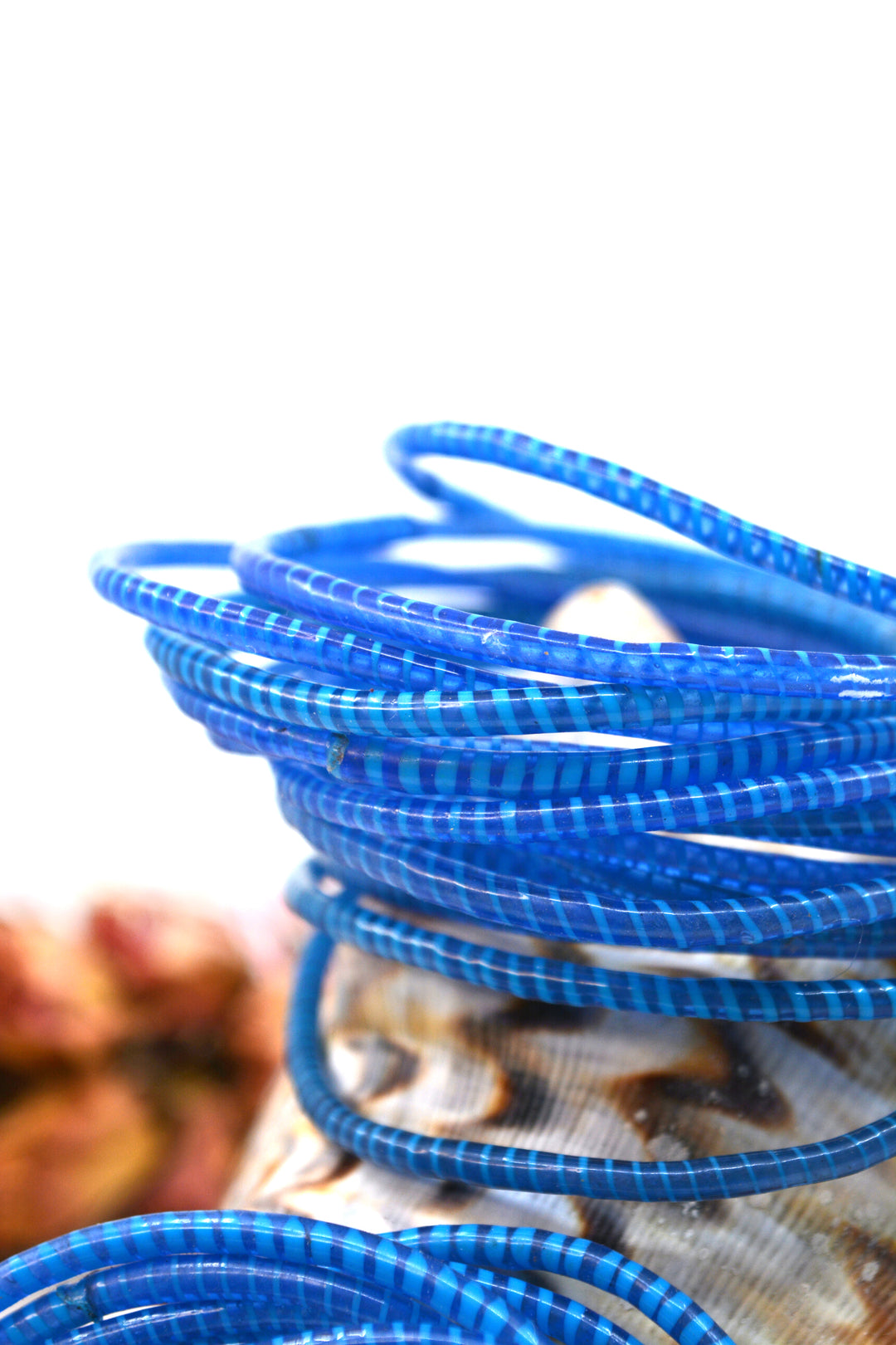 Corn Blue Party Stack: 12 Recycled Flip Flop Bracelets, handmade by a women&