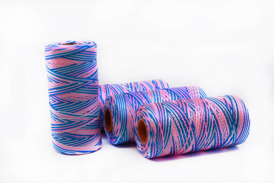 Cotton Candy Mix: Blue and Pink Non-Waxed Nylon Cording, approx. 1mm x 300 yards