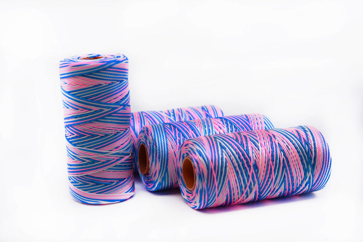 Cotton Candy Mix: Blue and Pink Non-Waxed Nylon Cording, approx. 1mm x 300 yards