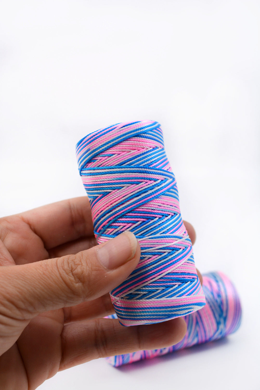 Cotton Candy Mix: Blue and Pink Non-Waxed Nylon Cording, approx. 1mm x 300 yards