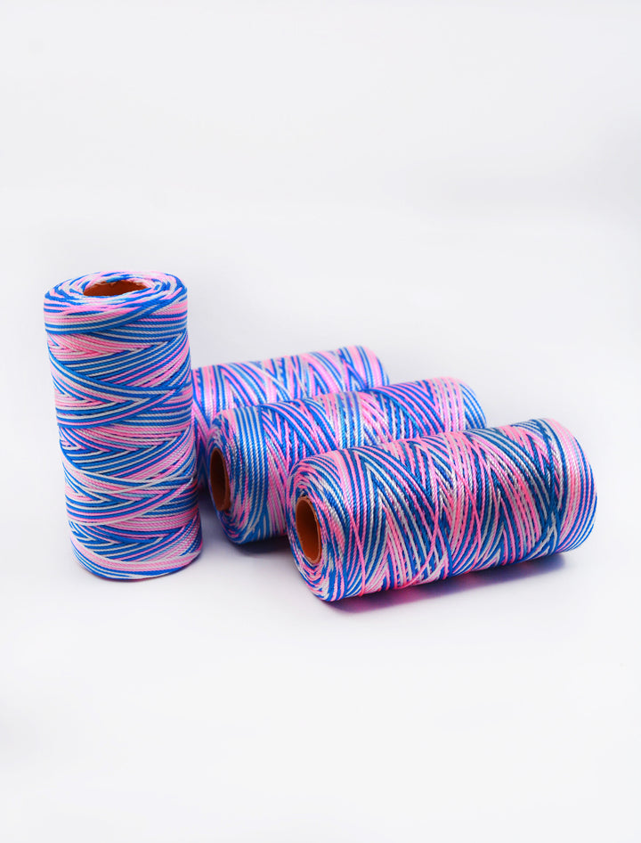 Cotton Candy Mix: Blue and Pink Non-Waxed Nylon Cording, approx. 1mm x 300 yards