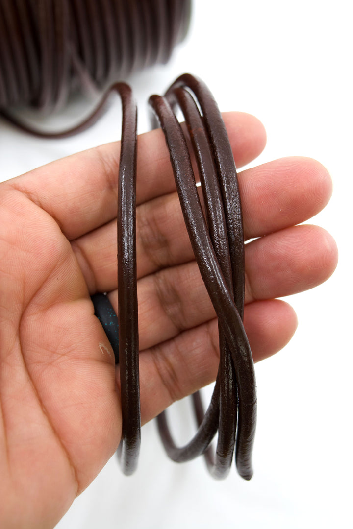 Dark Chocolate Brown, 5mm Round Leather Cord / Organic Leather, Round Leather, Leather Jewelry, Leather Cording, Jewelry Supplies
