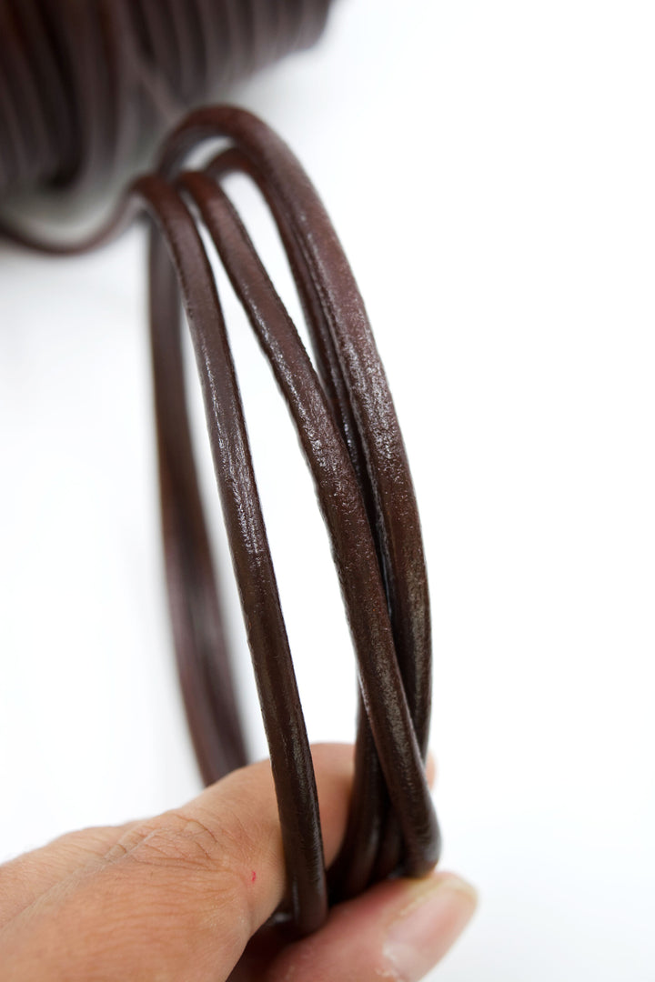 Dark Chocolate Brown, 5mm Round Leather Cord / Organic Leather, Round Leather, Leather Jewelry, Leather Cording, Jewelry Supplies