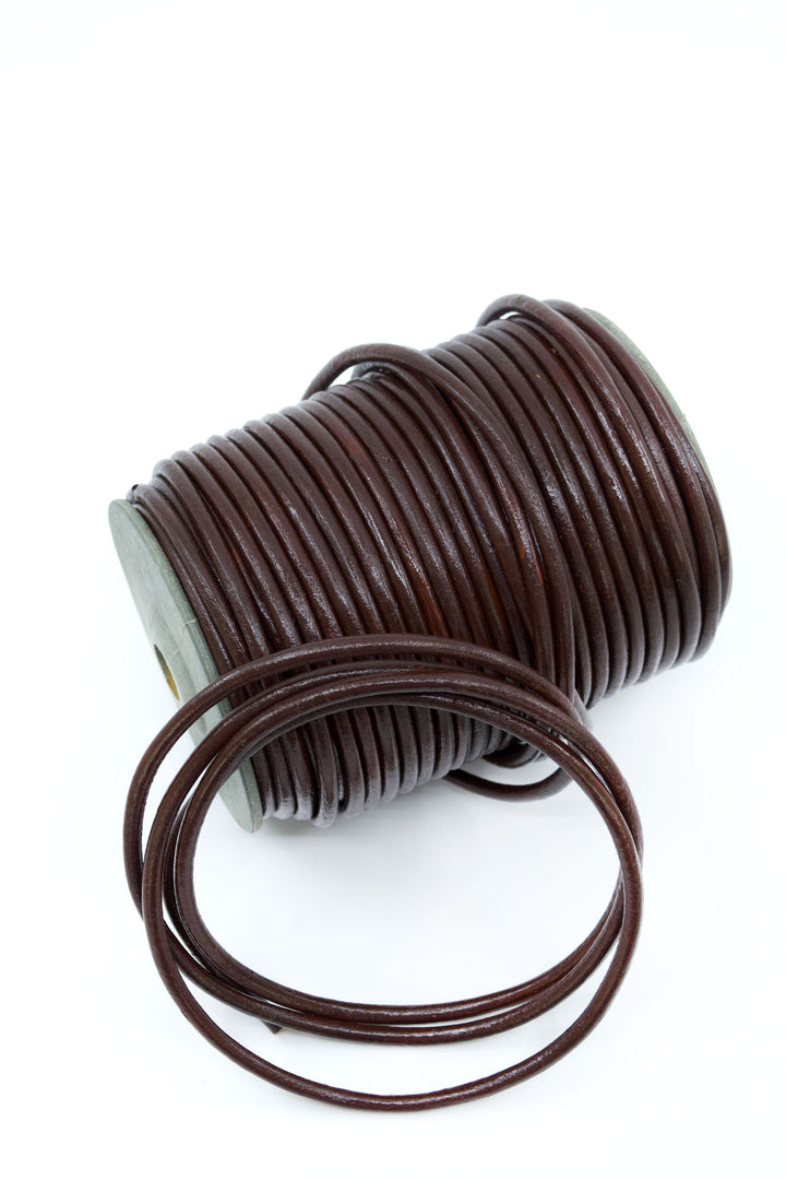 Dark Chocolate Brown, 5mm Round Leather Cord / Organic Leather, Round Leather, Leather Jewelry, Leather Cording, Jewelry Supplies
