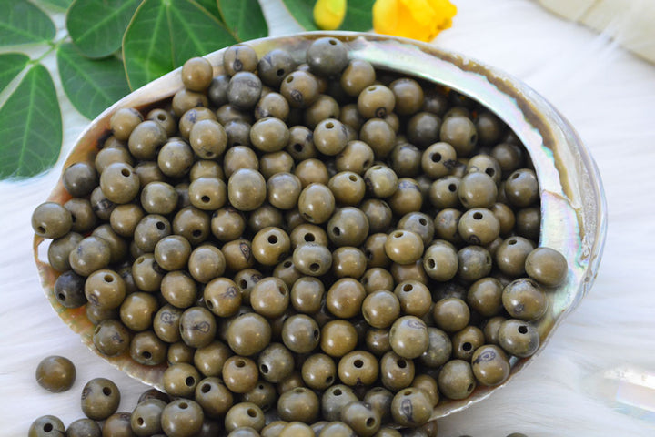 Dark Olive GreennAcai Beads natural beads for jewelry making.