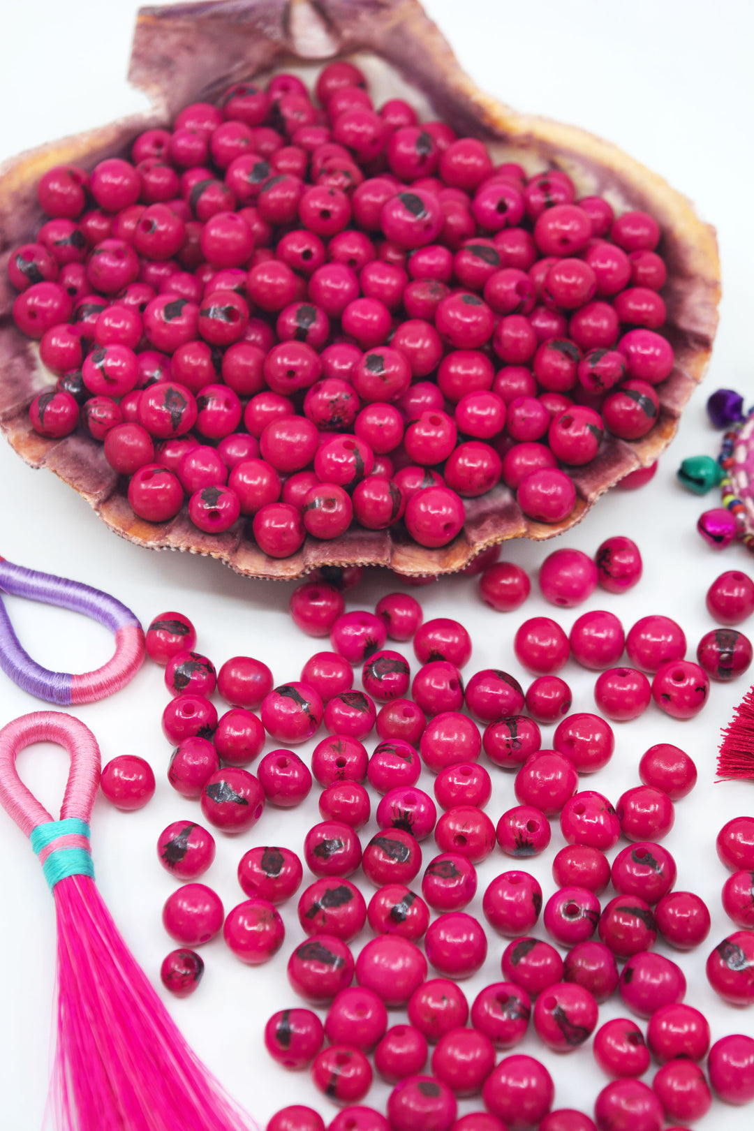 Fuchsia Pink Acai Beads for jewelry making.