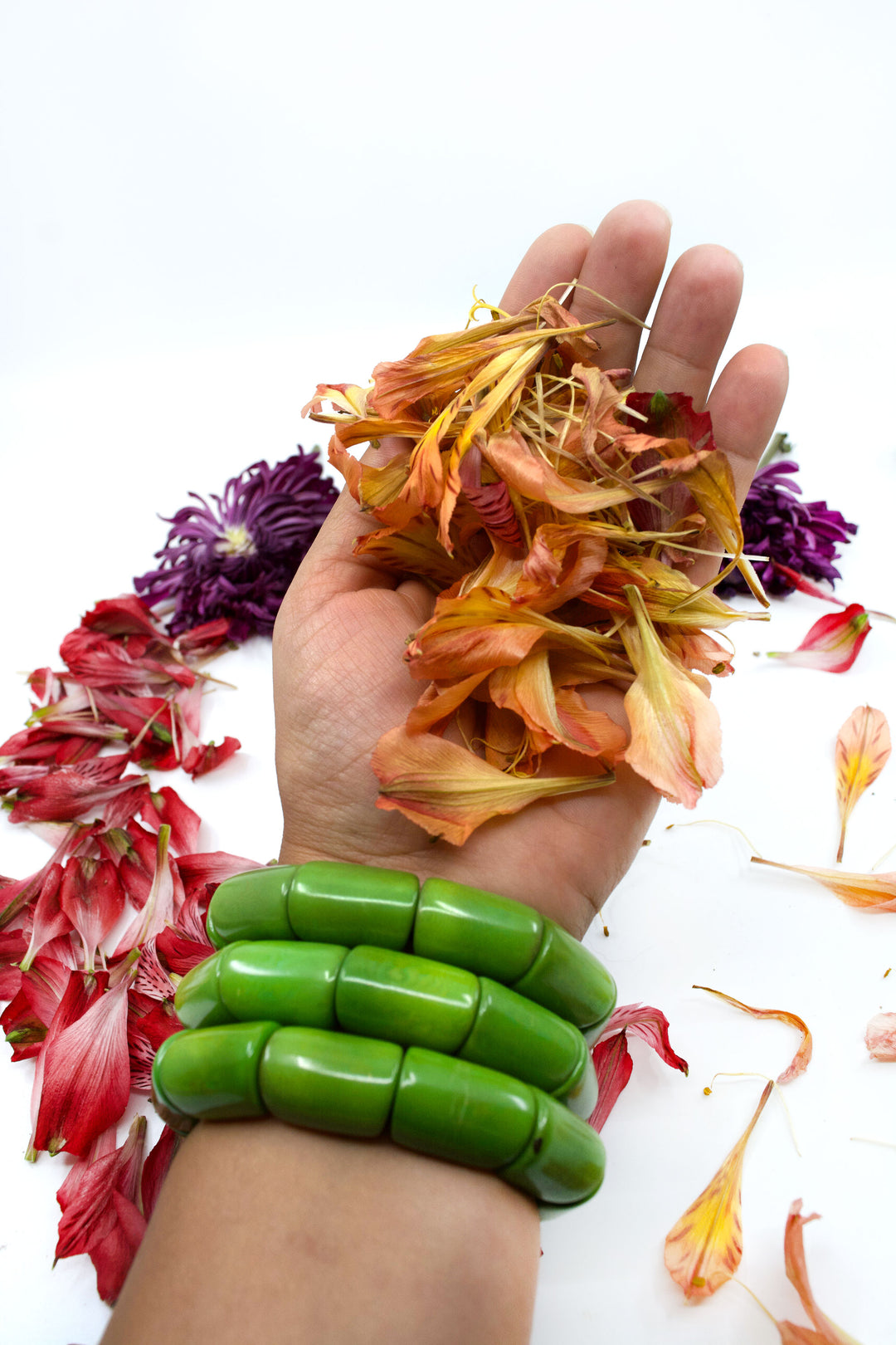 Forest Green: River Bead Stretch Tagua Bracelet / Eco Friendly Tagua Jewelry, Fair Trade Jewelry, Vegetable Ivory, Handmade Bracelets / Gifts
