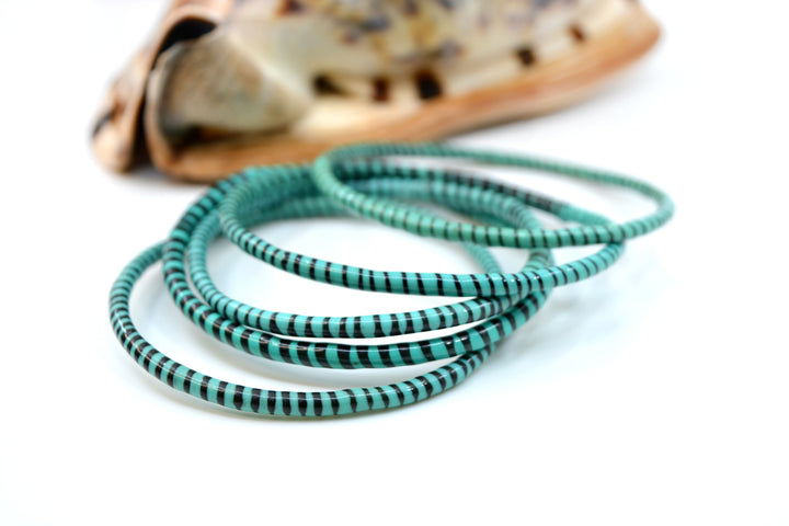 Jade Green Party Stack: 12 Recycled Flip Flop Bracelets, handmade by a women&