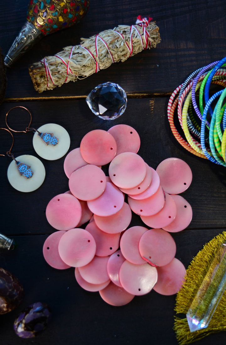 Light Pink Tagua Slices, 30mm Coins