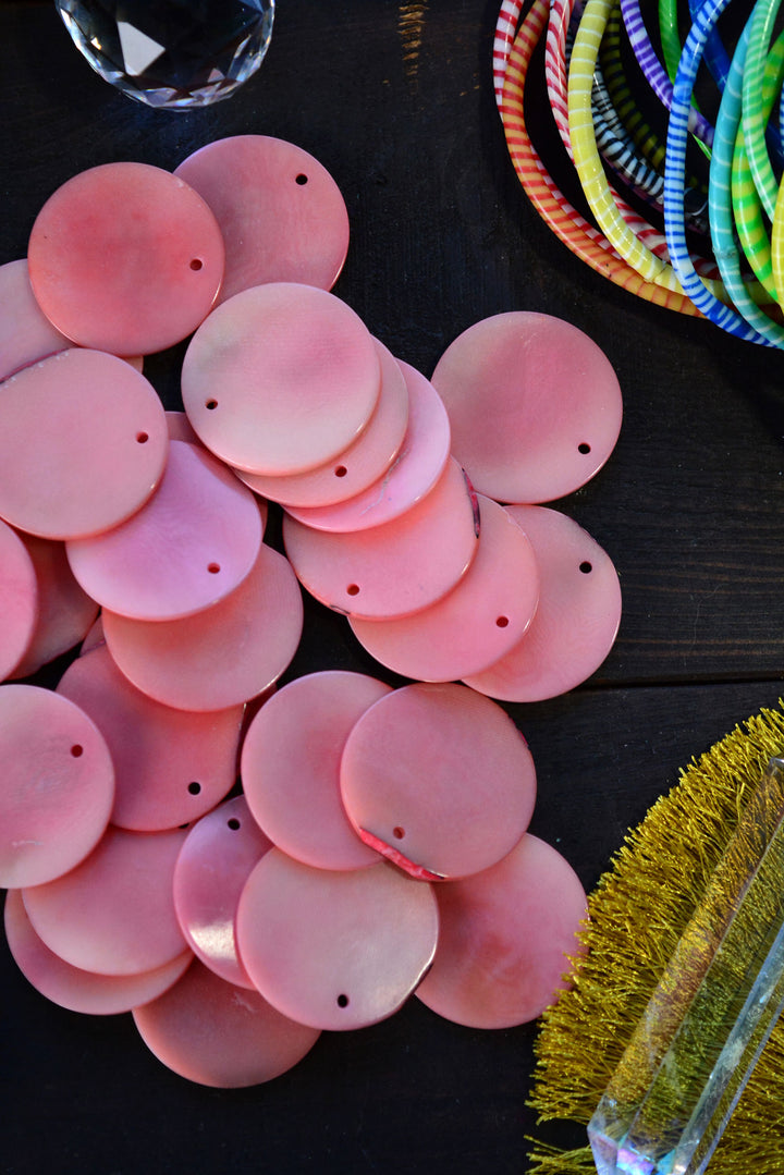 Light Pink Tagua Slices, 30mm Coins