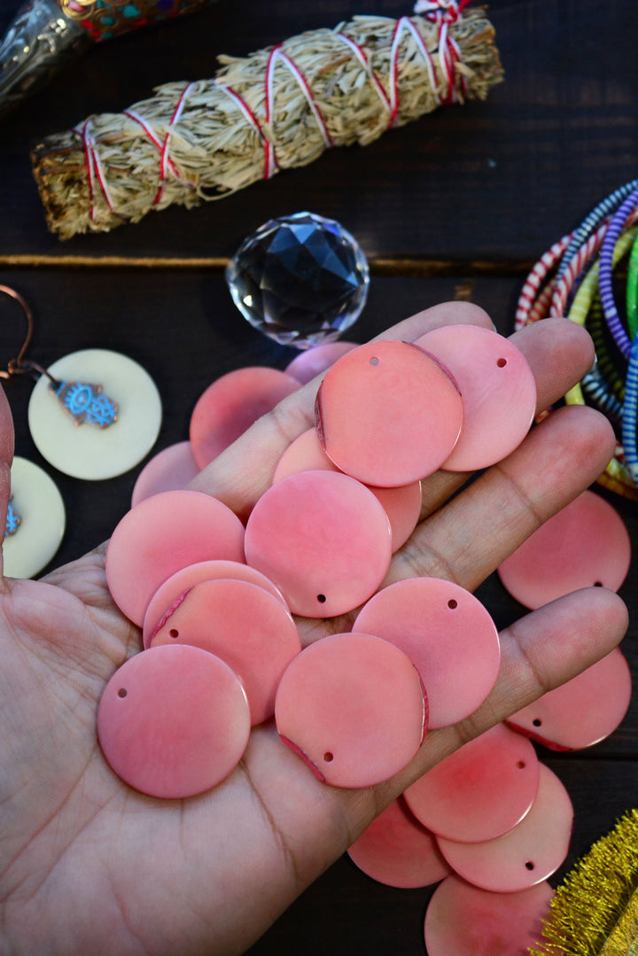 Light Pink Tagua Slices, 30mm Coins