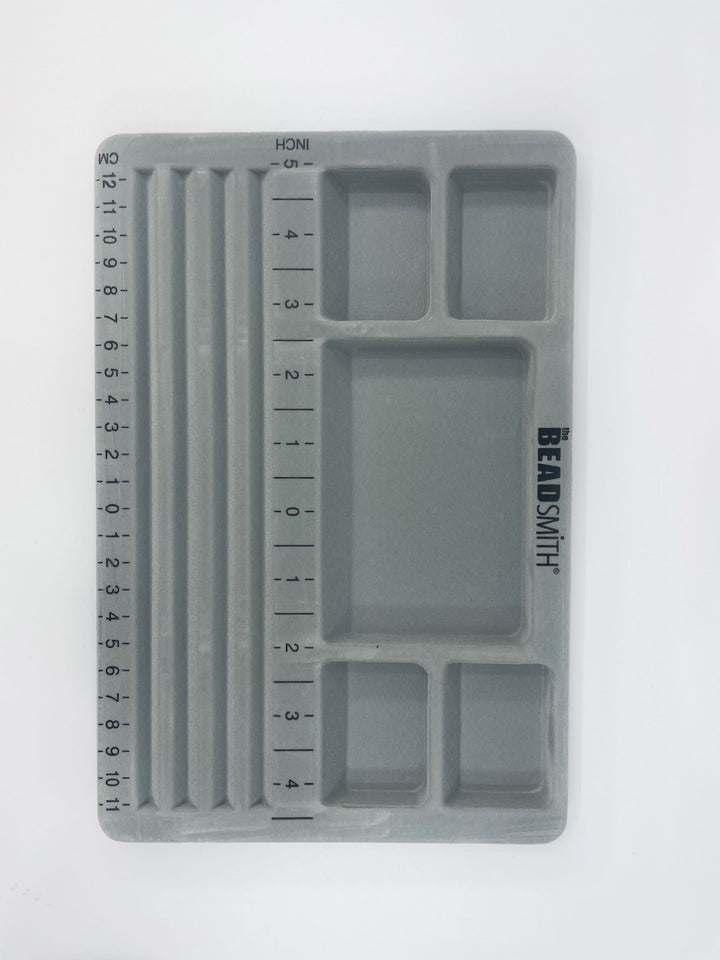 The BeadSmith Mini Travel Bead Design Beading Board, Gray Flock with Lid, 7.75 x 11.25 Inches