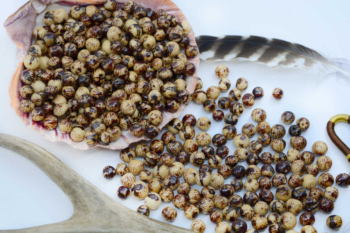 Natural Brown and Cream Real Acai Beads for Jewelry making. 