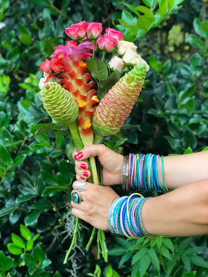 Candy Arm Party Stack: 12 Recycled Flip Flop Bracelets, handmade by a women&