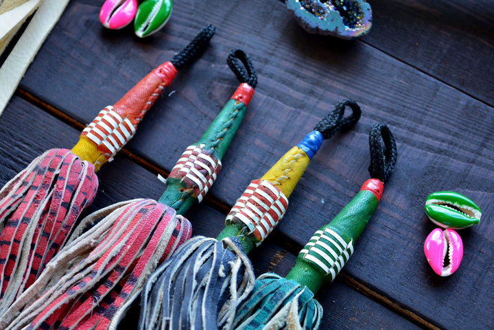 Authentic African Tuareg Leather Tassels, Single layer, 6.5"
