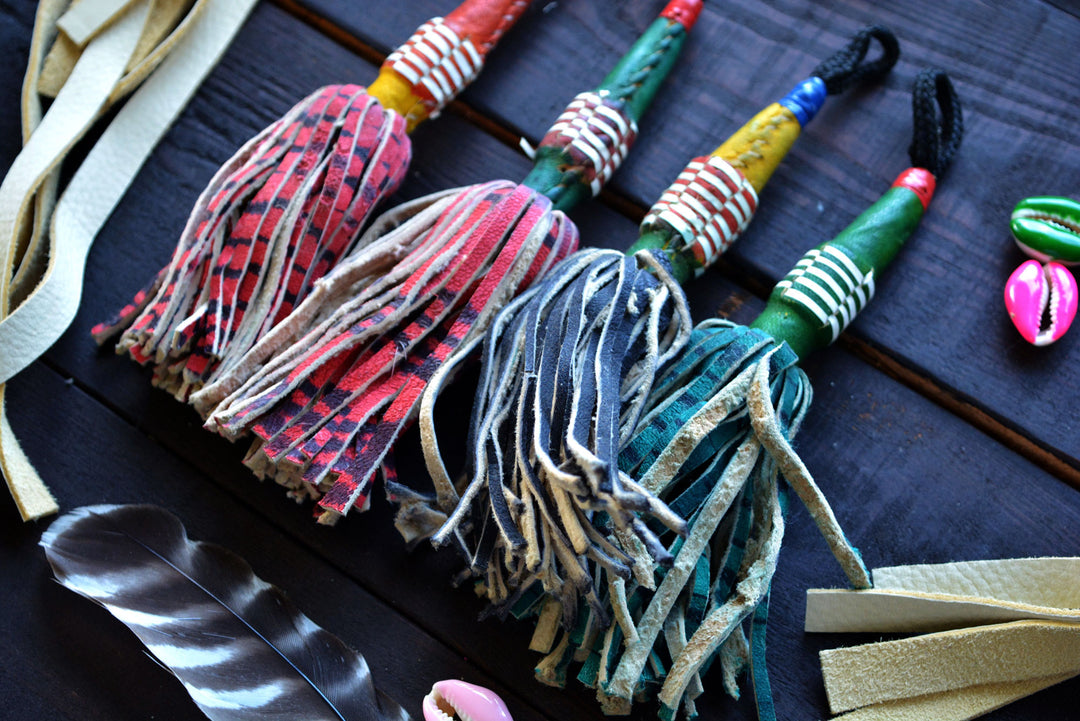 Authentic African Tuareg Leather Tassels, Single layer, 6.5"