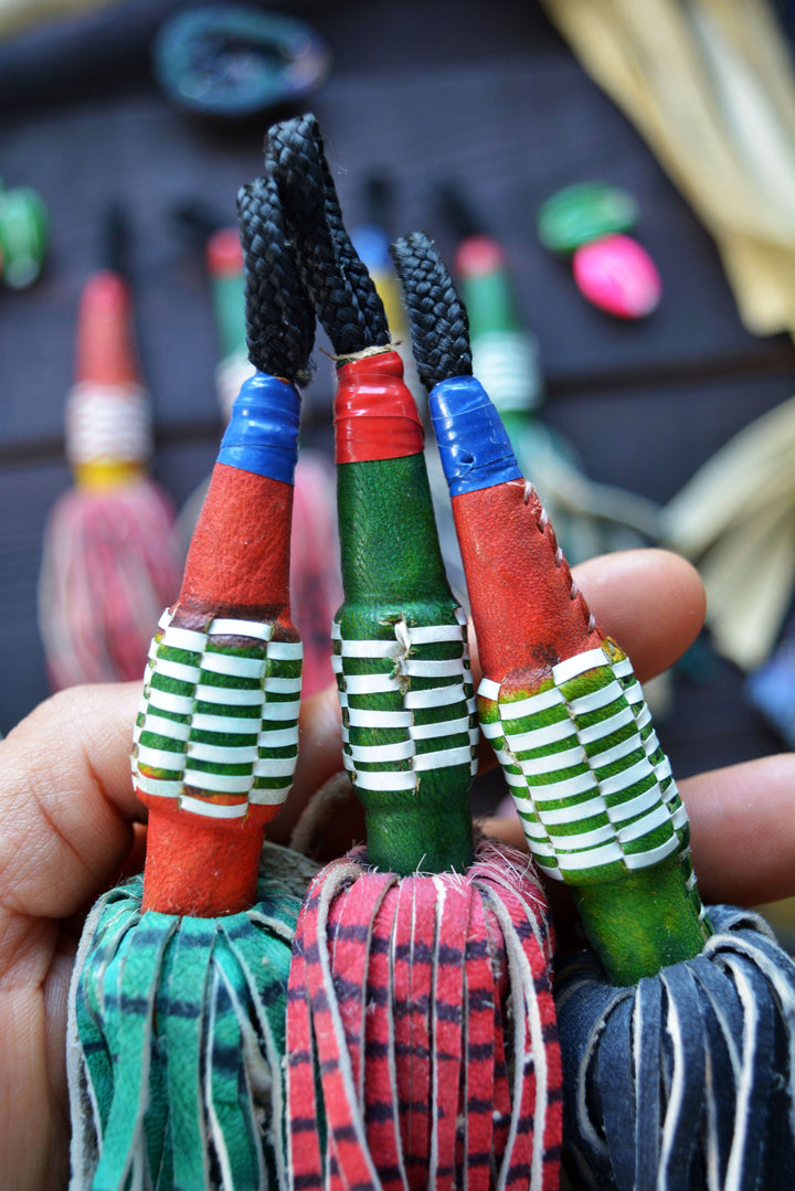 Authentic African Tuareg Leather Tassels, Single layer, 6.5"