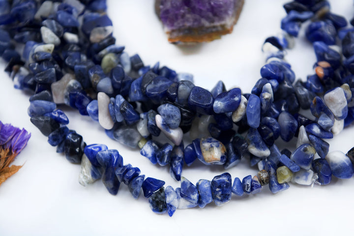 Sodalite Chips: Beautiful Natural Gemstone Chips, Mince Beads, 34" strand