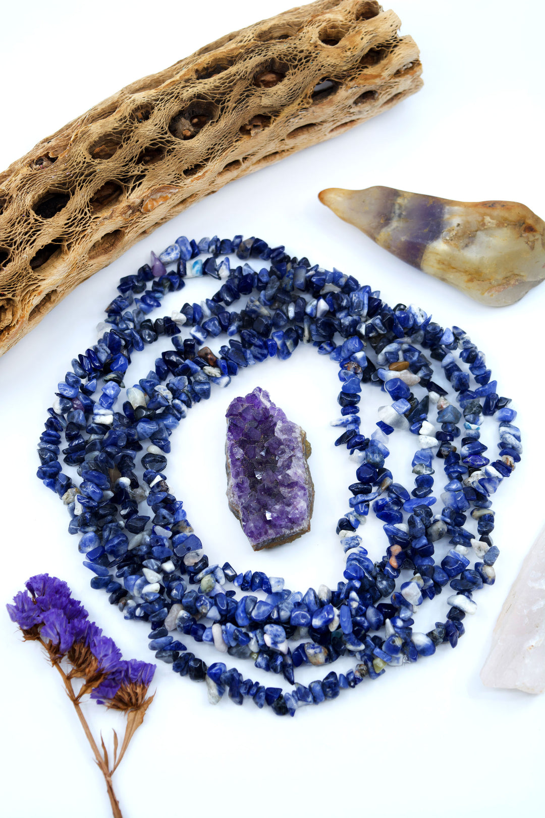 Sodalite Chips: Beautiful Natural Gemstone Chips, Mince Beads, 34" strand