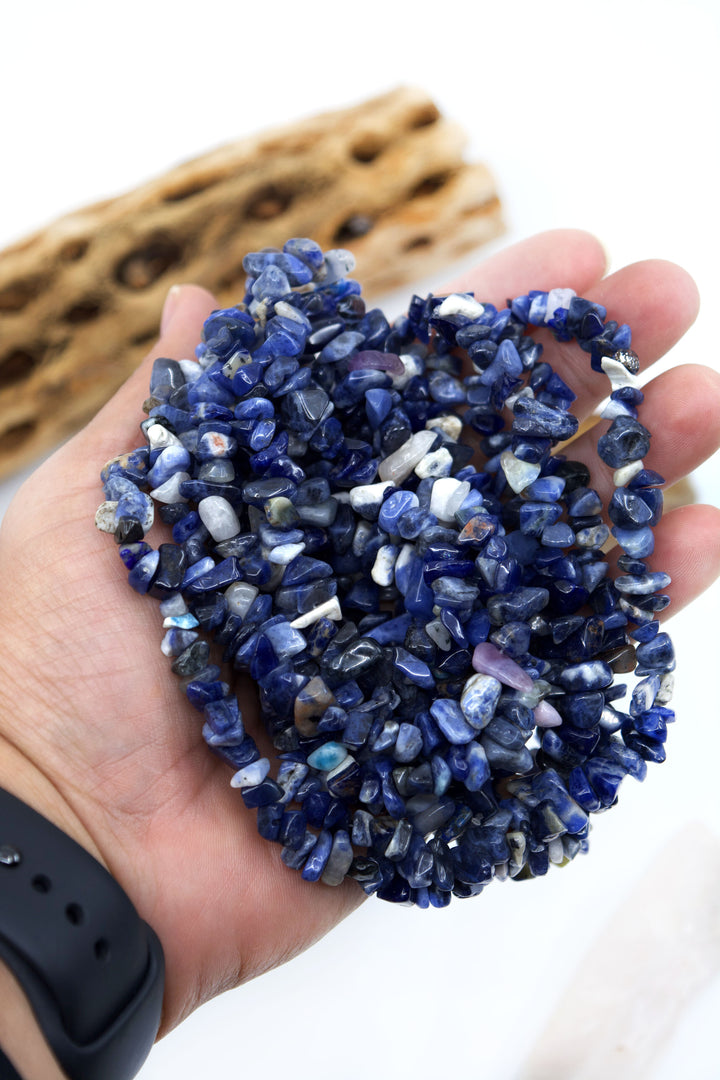 Sodalite Chips: Beautiful Natural Gemstone Chips, Mince Beads, 34" strand